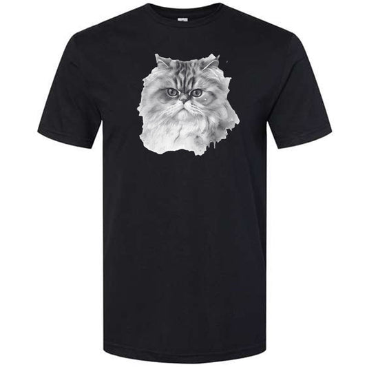 Purrfectly Edgy: Minimalist Halftone Cat Portrait Tee (Black & White) - Pop-Up Shoppes